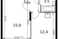 Квартира 1 комната 37 м² Сапроново, Россия