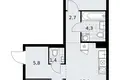 2 room apartment 58 m² Troitsk, Russia