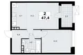 2 room apartment 47 m² poselenie Sosenskoe, Russia