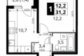 Mieszkanie 1 pokój 31 m² rejon leniński, Rosja