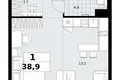 1 room apartment 39 m² Kommunarka, Russia