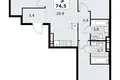 Квартира 3 комнаты 75 м² поселение Сосенское, Россия