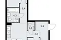 2 room apartment 58 m² Troitsk, Russia