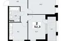 2 room apartment 52 m² poselenie Sosenskoe, Russia