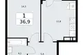 1 room apartment 37 m² Vnukovo, Russia