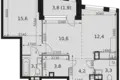 2 room apartment 55 m² Moscow, Russia