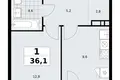 Wohnung 1 zimmer 36 m² Südwestlicher Verwaltungsbezirk, Russland