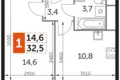 Mieszkanie 1 pokój 33 m² Razvilka, Rosja