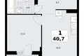 1 room apartment 41 m² Troitsk, Russia