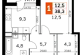 Квартира 1 комната 38 м² Москва, Россия