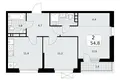 2 room apartment 55 m² Moscow, Russia