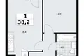 1 room apartment 38 m² Troitsk, Russia