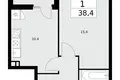 Mieszkanie 1 pokój 38 m² poselenie Desenovskoe, Rosja