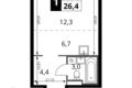 Студия 1 комната 26 м² Potapovo, Россия
