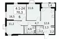 Mieszkanie 3 pokoi 70 m² South-Western Administrative Okrug, Rosja