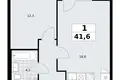Квартира 1 комната 42 м² район Троицк, Россия