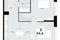 Wohnung 2 zimmer 54 m² Kommunarka, Russland