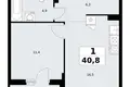 Wohnung 1 zimmer 41 m² Troizk, Russland