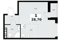 Wohnung 1 Zimmer 29 m² Postnikovo, Russland