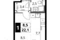 Kawalerka 1 pokój 22 m² Chimki, Rosja