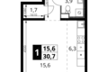 Студия 1 комната 31 м² Ленинский район, Россия