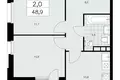 Appartement 2 chambres 49 m² poselenie Sosenskoe, Fédération de Russie