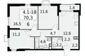 Wohnung 3 Zimmer 70 m² Südwestlicher Verwaltungsbezirk, Russland