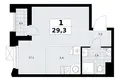 Appartement 1 chambre 29 m² Troïtsk, Russie