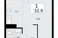 Apartamento 1 habitación 33 m² Troitsk, Rusia