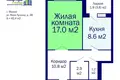 1 room apartment 42 m² Minsk, Belarus