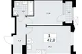 Apartamento 1 habitación 43 m² Troitsk, Rusia