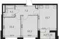 Wohnung 2 zimmer 53 m² Moskau, Russland
