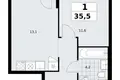 Appartement 1 chambre 36 m² Kommunarka, Russie