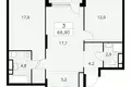 3 room apartment 67 m² South-Western Administrative Okrug, Russia