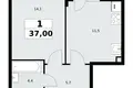 1 room apartment 37 m² Postnikovo, Russia