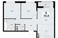 3 room apartment 56 m² South-Western Administrative Okrug, Russia