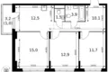 3 room apartment 69 m² Sapronovo, Russia