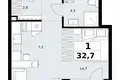 1 room apartment 33 m² Kommunarka, Russia