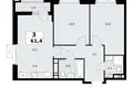 3 room apartment 61 m² poselenie Sosenskoe, Russia