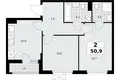 2 room apartment 51 m² poselenie Sosenskoe, Russia