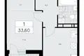 1 room apartment 34 m² Moscow, Russia