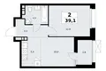 2 room apartment 39 m² poselenie Sosenskoe, Russia