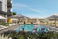  The Portman residential complex with a swimming pool and lounge areas close to Burj Khalifa and Dubai Marina, JVC, Dubai, UAE