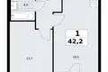Квартира 1 комната 42 м² район Коммунарка, Россия