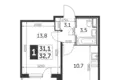 Wohnung 1 Zimmer 33 m² Moskau, Russland