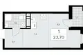 Квартира 1 комната 24 м² Москва, Россия