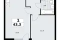 1 room apartment 43 m² Kommunarka, Russia