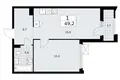 Квартира 1 комната 49 м² район Троицк, Россия