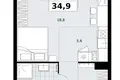 1 room apartment 35 m² Kommunarka, Russia