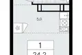 Квартира 1 комната 24 м² Москва, Россия